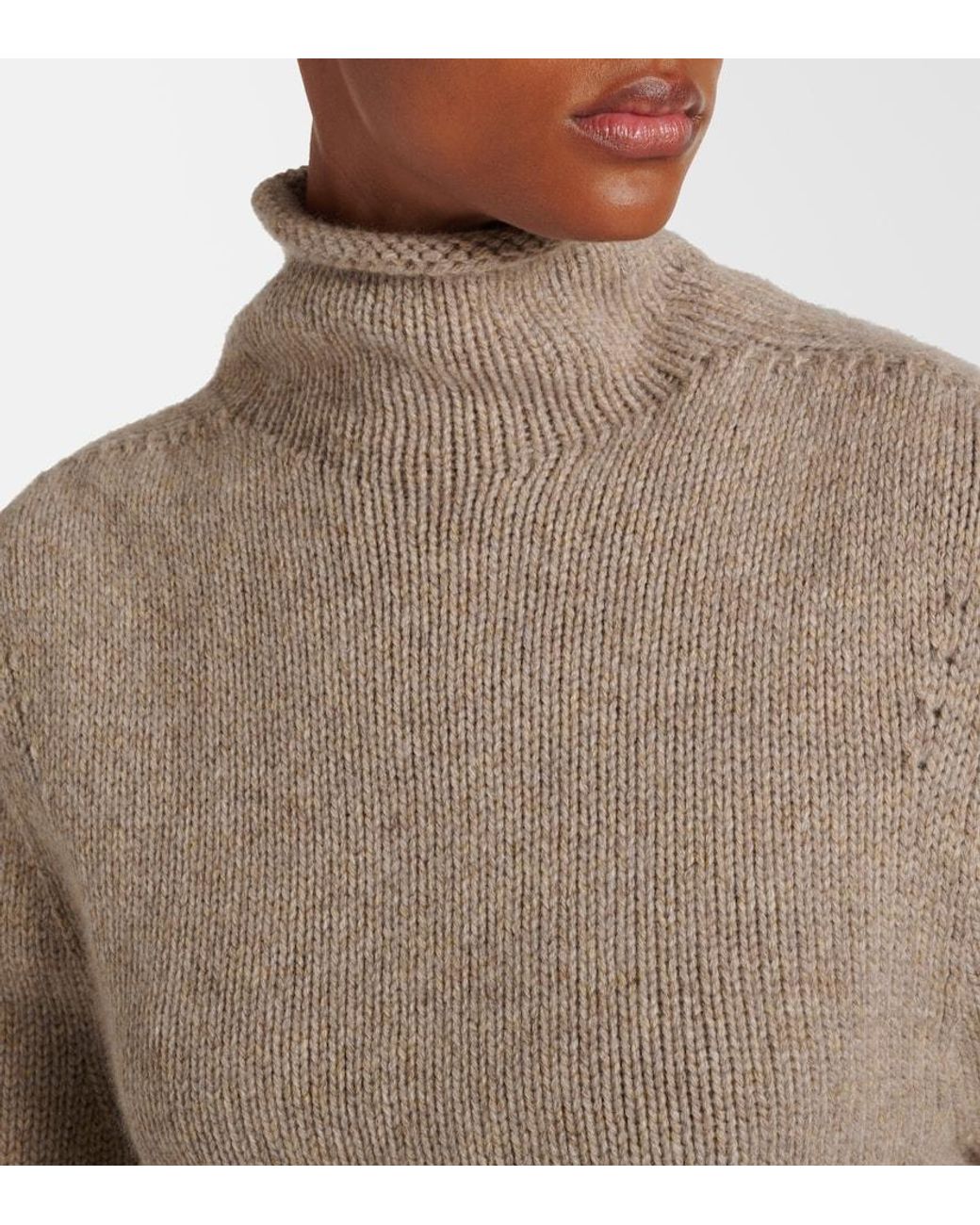 The Row Natural Mariam Cashmere Turtleneck Sweater