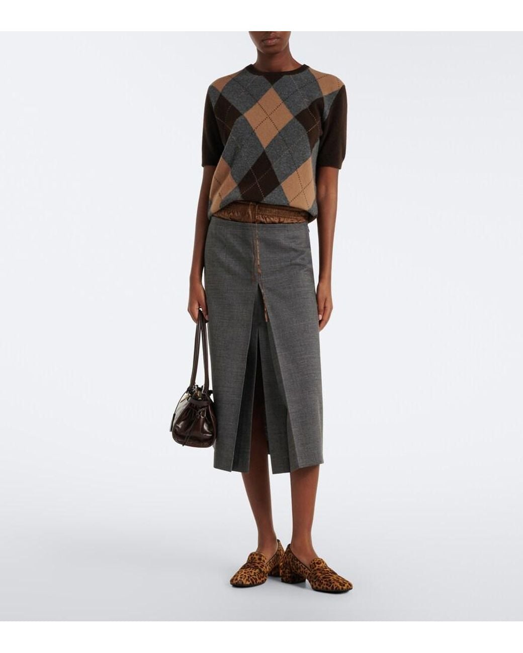 Prada Brown Leopard-Print Calf Hair Loafer Pumps