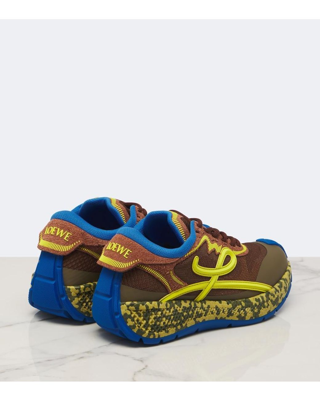 Loewe Blue Pogo Suede-Trimmed Sneakers