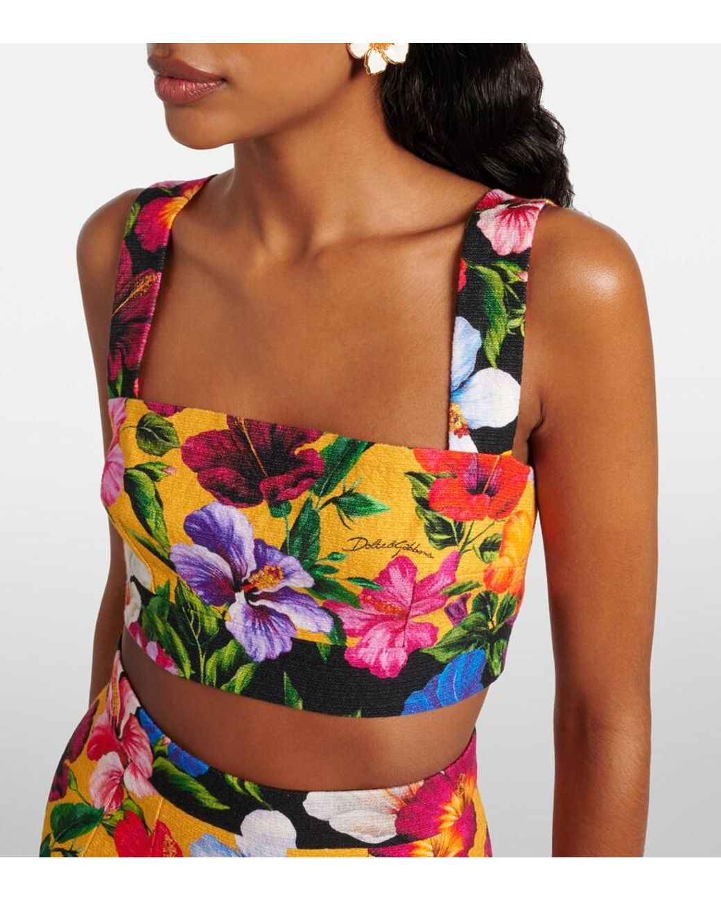Dolce & Gabbana Pink Floral Crop Top