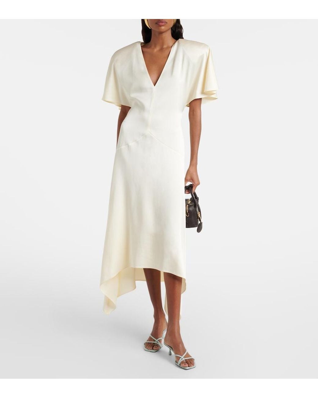Stella McCartney White Satin Midi Dress