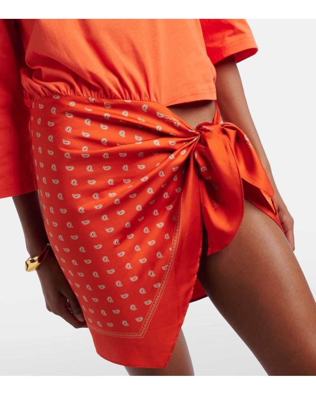 Christopher Esber Orange Bandana Cotton Beach Cover-Up