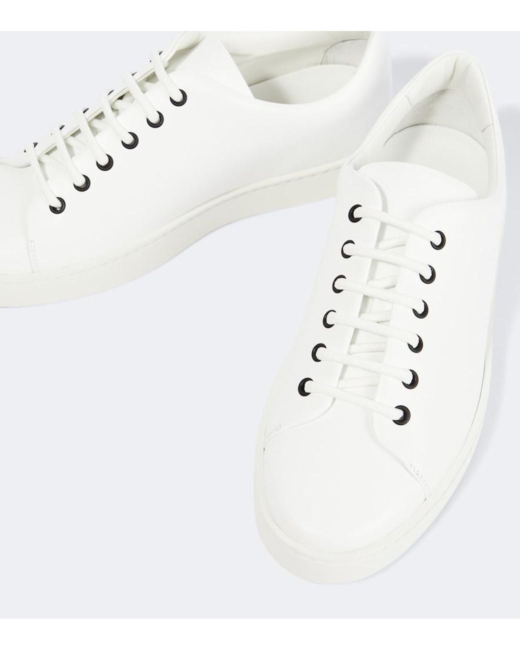 Manolo Blahnik White Semanado Leather Sneakers for men