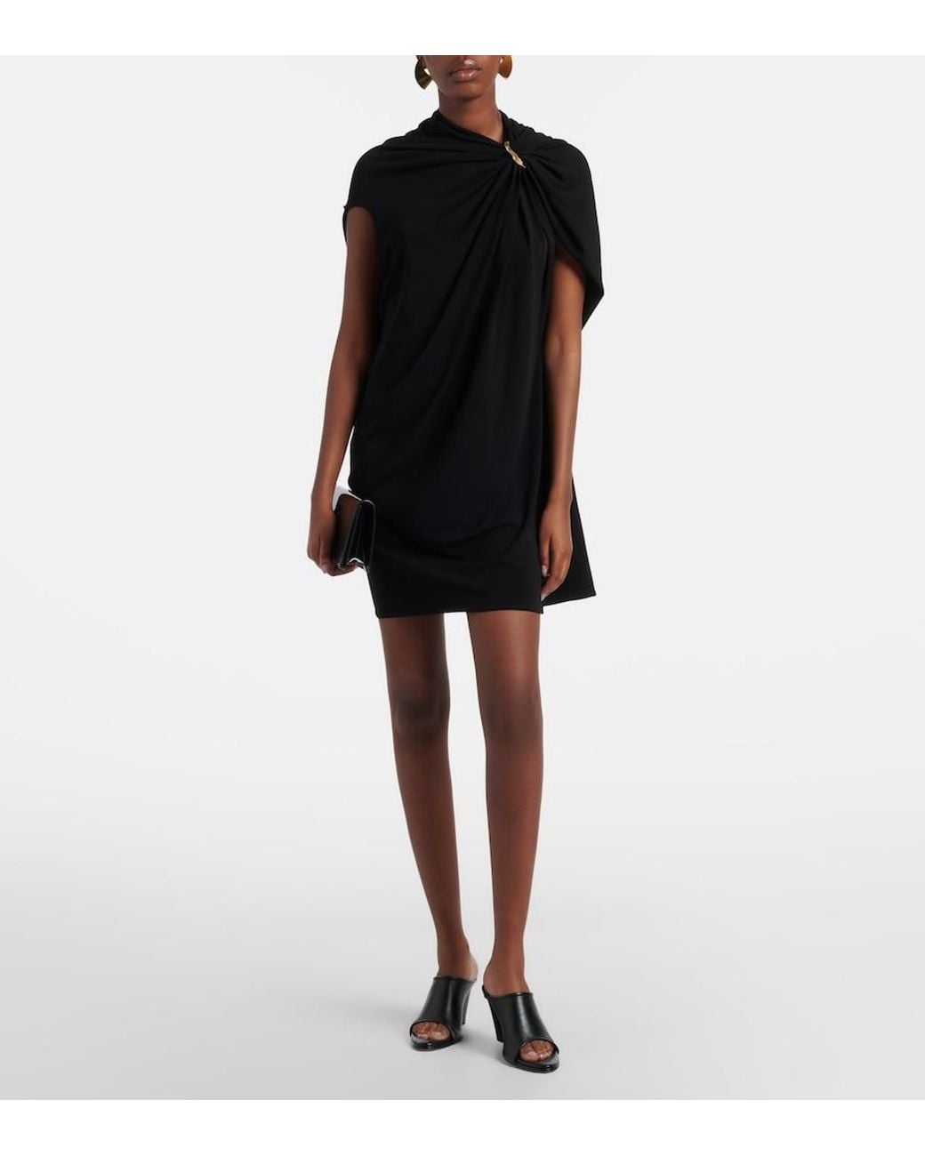 Sportmax Black Draped Crepe Minidress