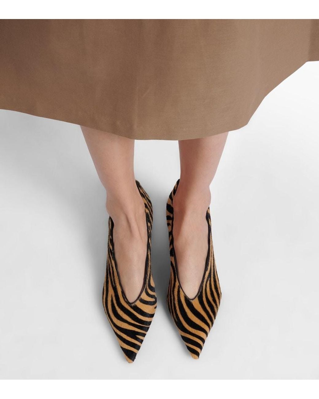 Le Monde Beryl Brown Babouche 40 Zebra-Print Calf Hair Pumps