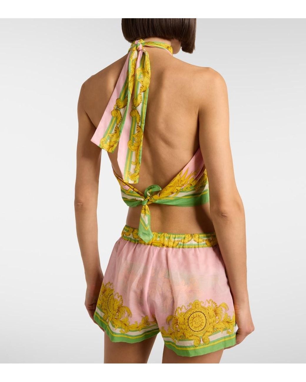 Versace Multicolor Printed Cotton And Silk Voile Top