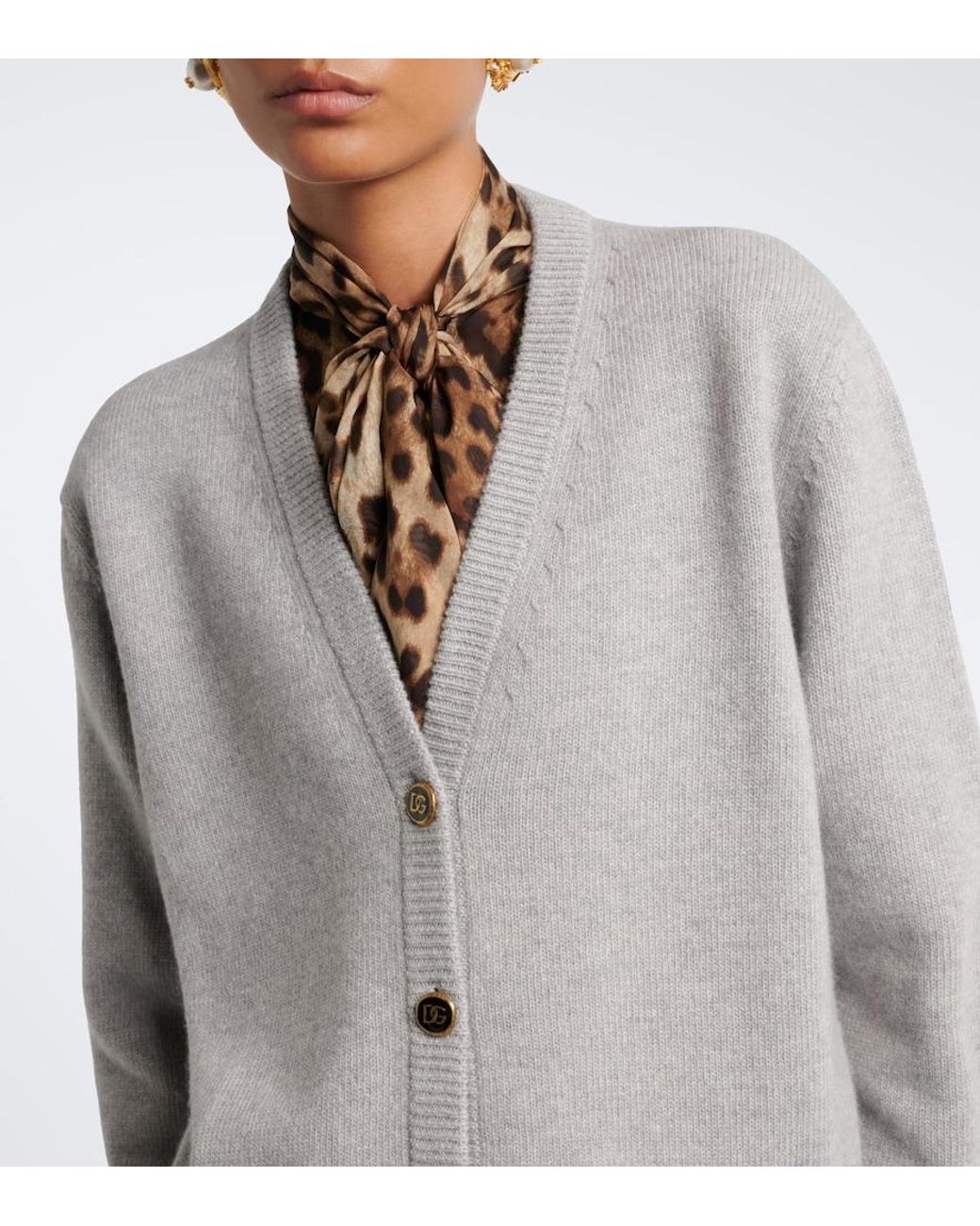 Dolce & Gabbana Gray Dg Virgin Wool Cardigan