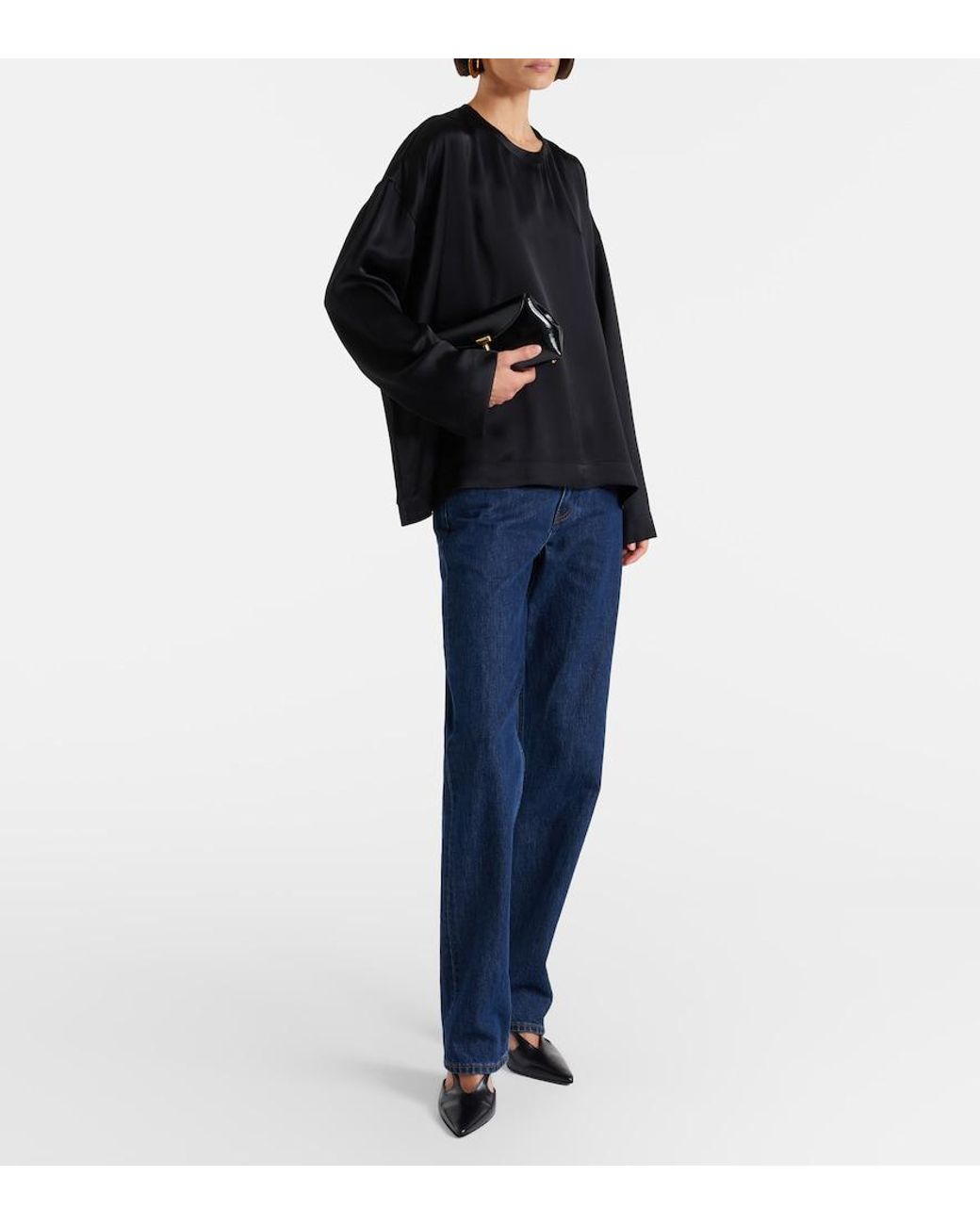 Totême Black Satin Top