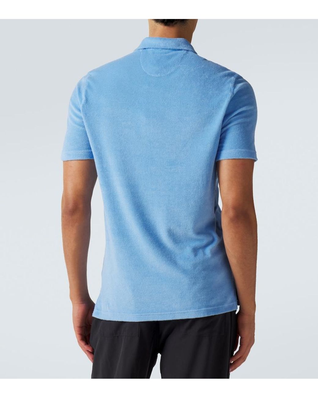 Fedeli Blue Cotton Terry Polo Shirt for men