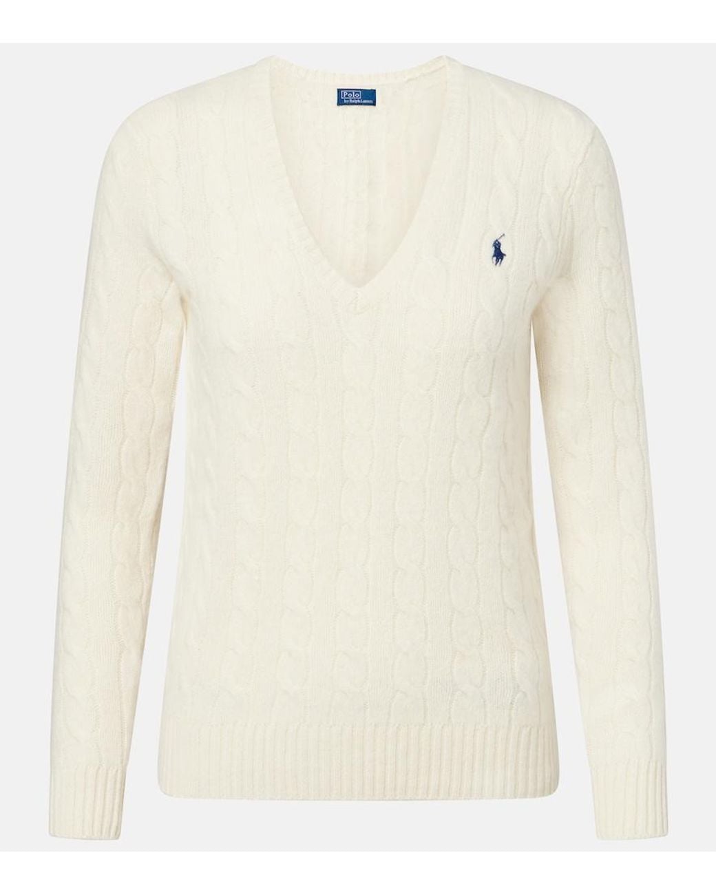 Polo Ralph Lauren White Kimberly Wool And Cashmere Sweater
