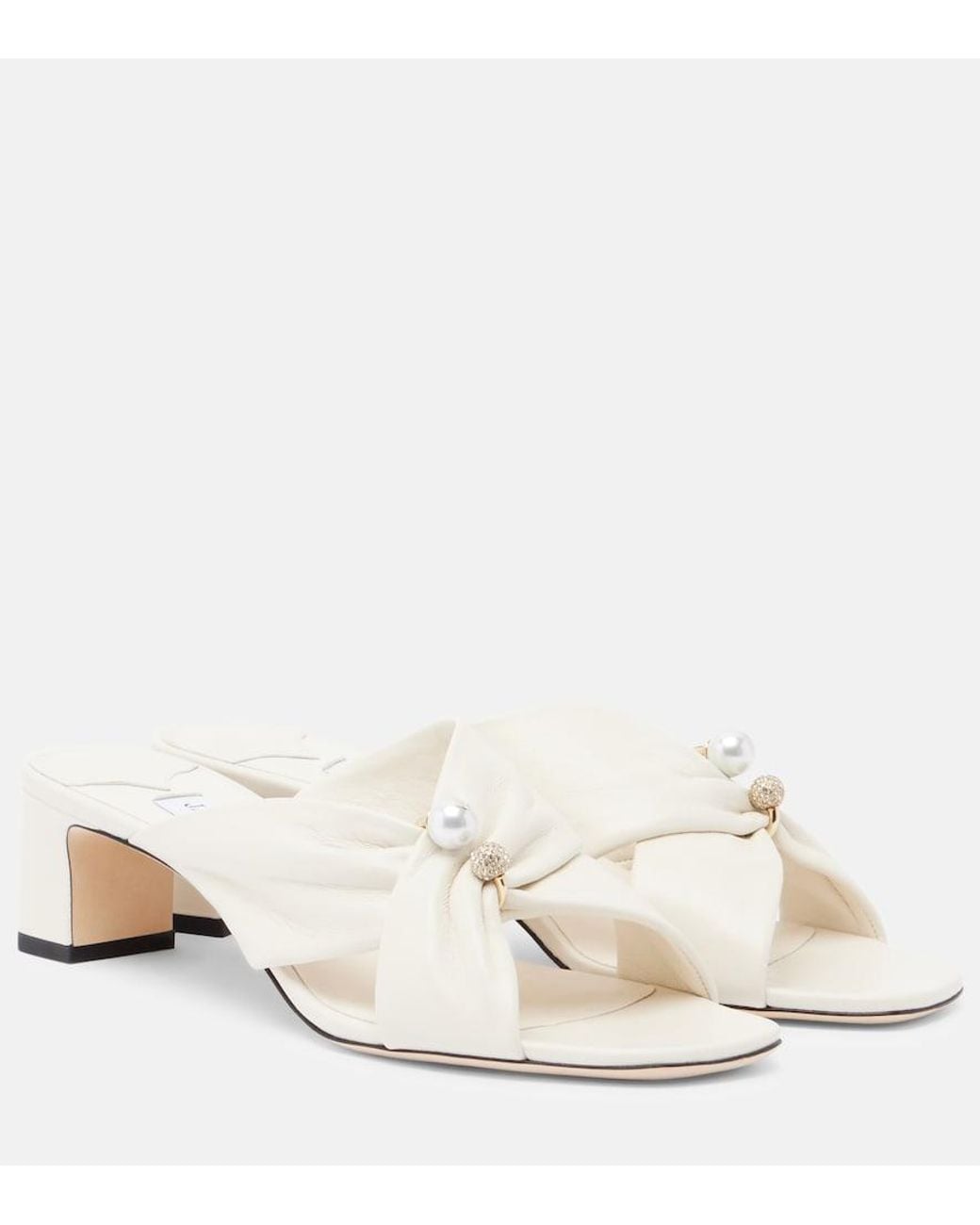 Jimmy Choo Natural Rafi Embellished Leather Mules