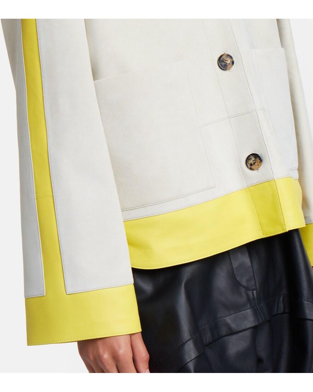 Loewe Natural Leather-Trimmed Suede Jacket