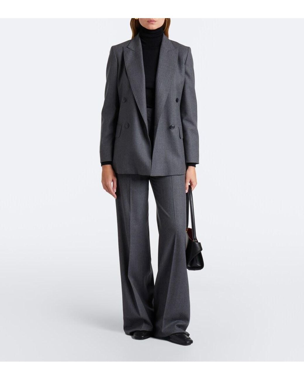 Max Mara Black Double-Breasted Wool-Blend Blazer
