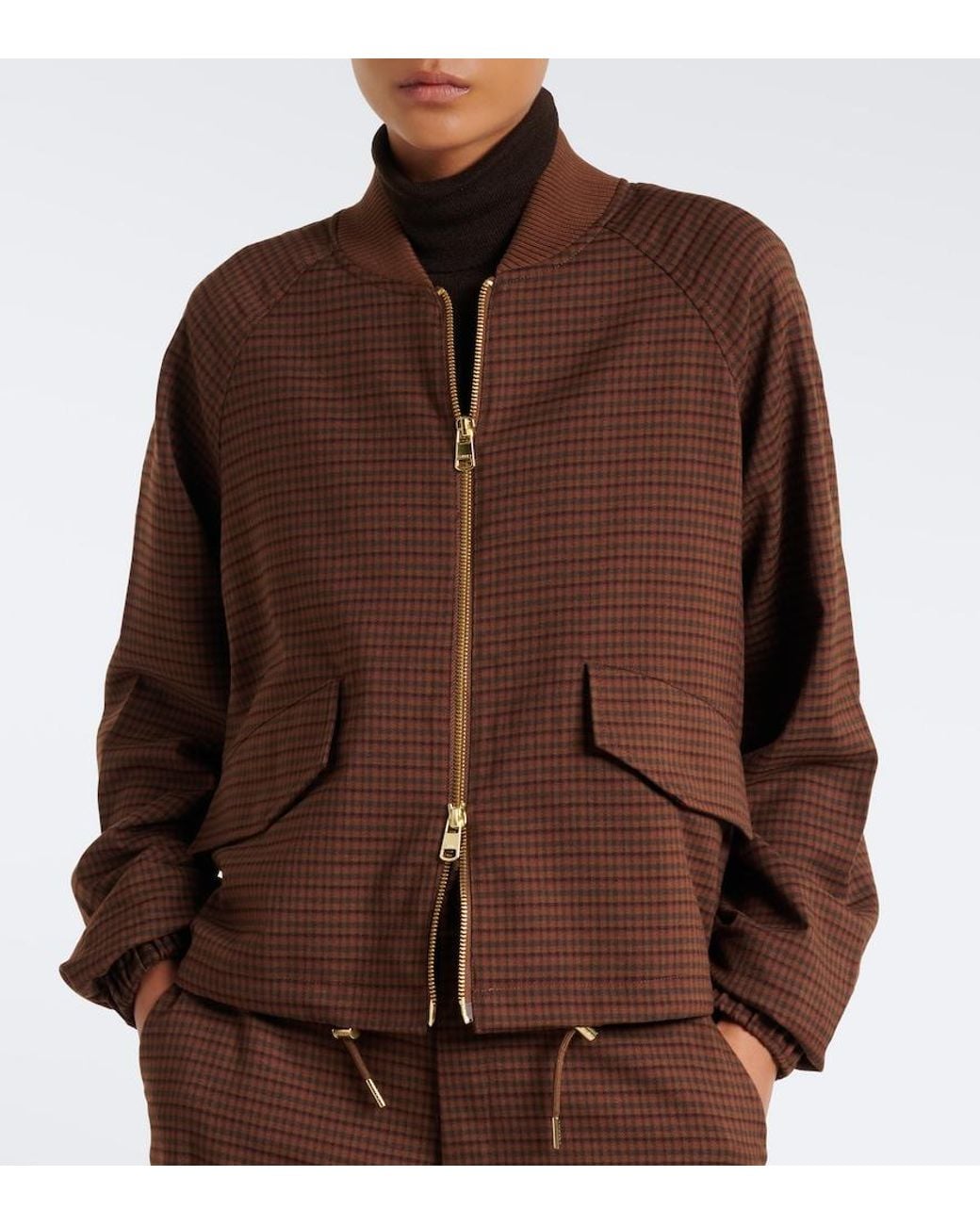 Varley Brown Keagan Checked Twill Bomber Jacket
