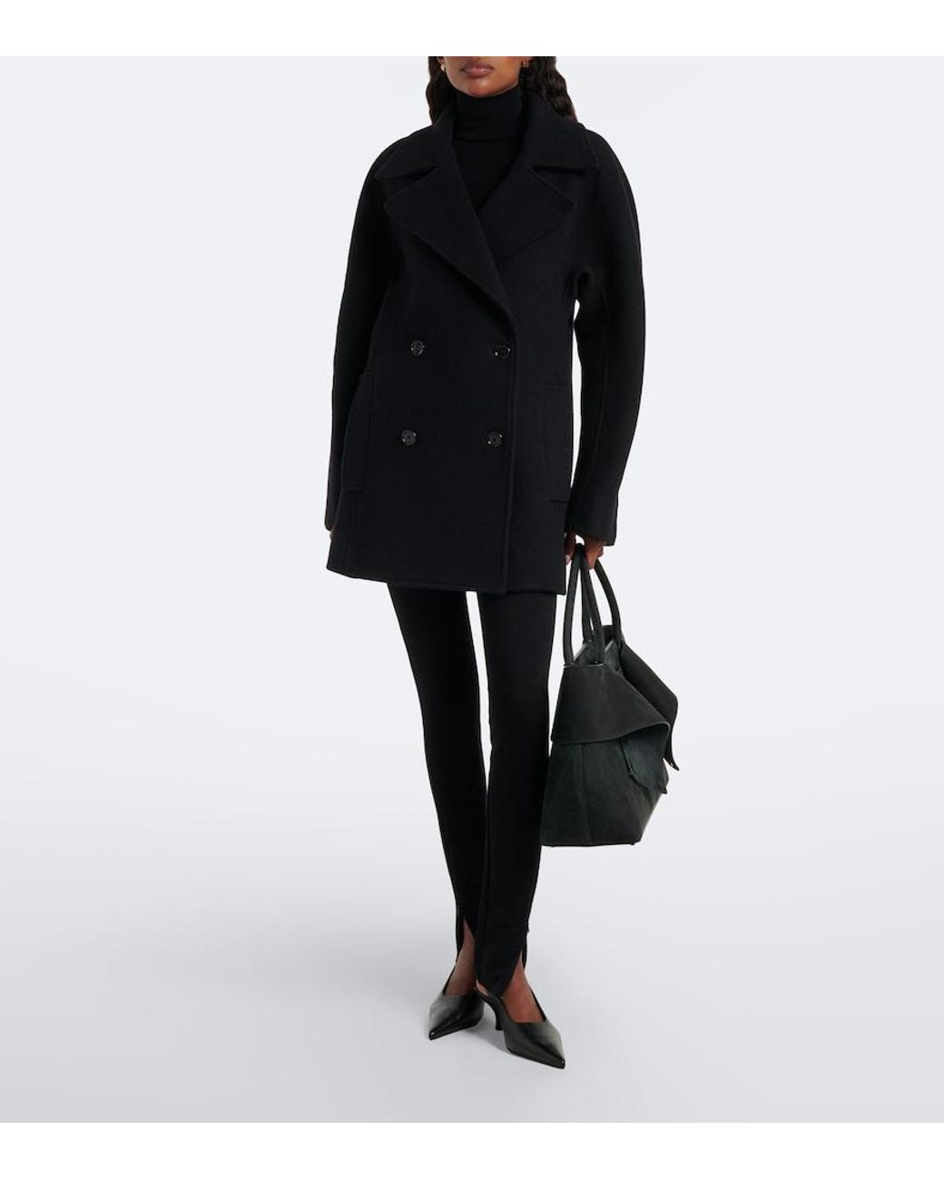 Totême Black Wool And Cashmere-Blend Peacoat