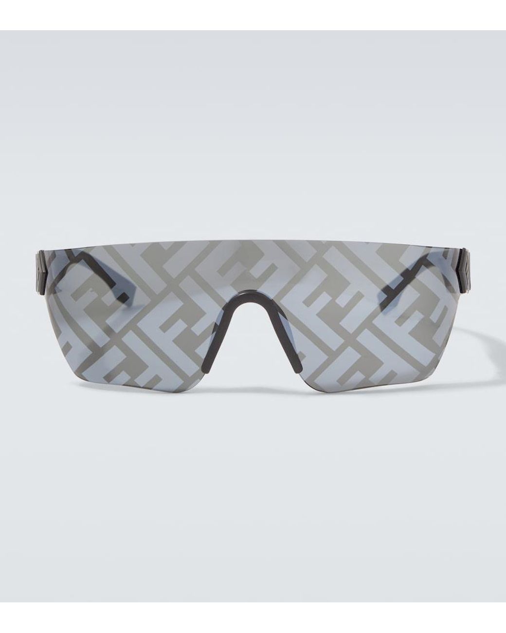 Fendi Gray Ff Squared Shield Sunglasses for men