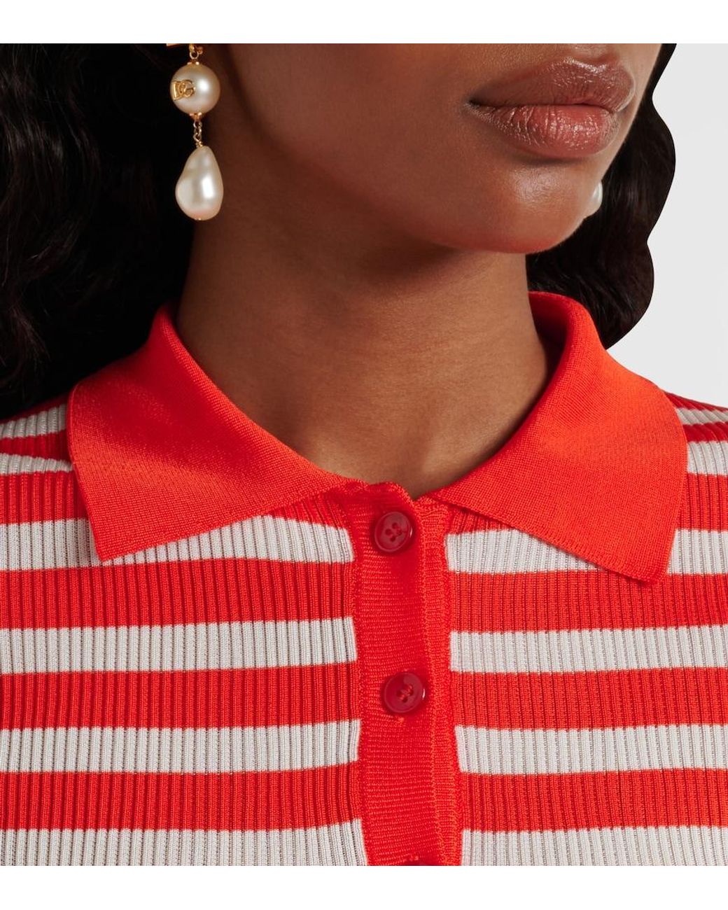 Dolce & Gabbana Orange Striped Polo Shirt