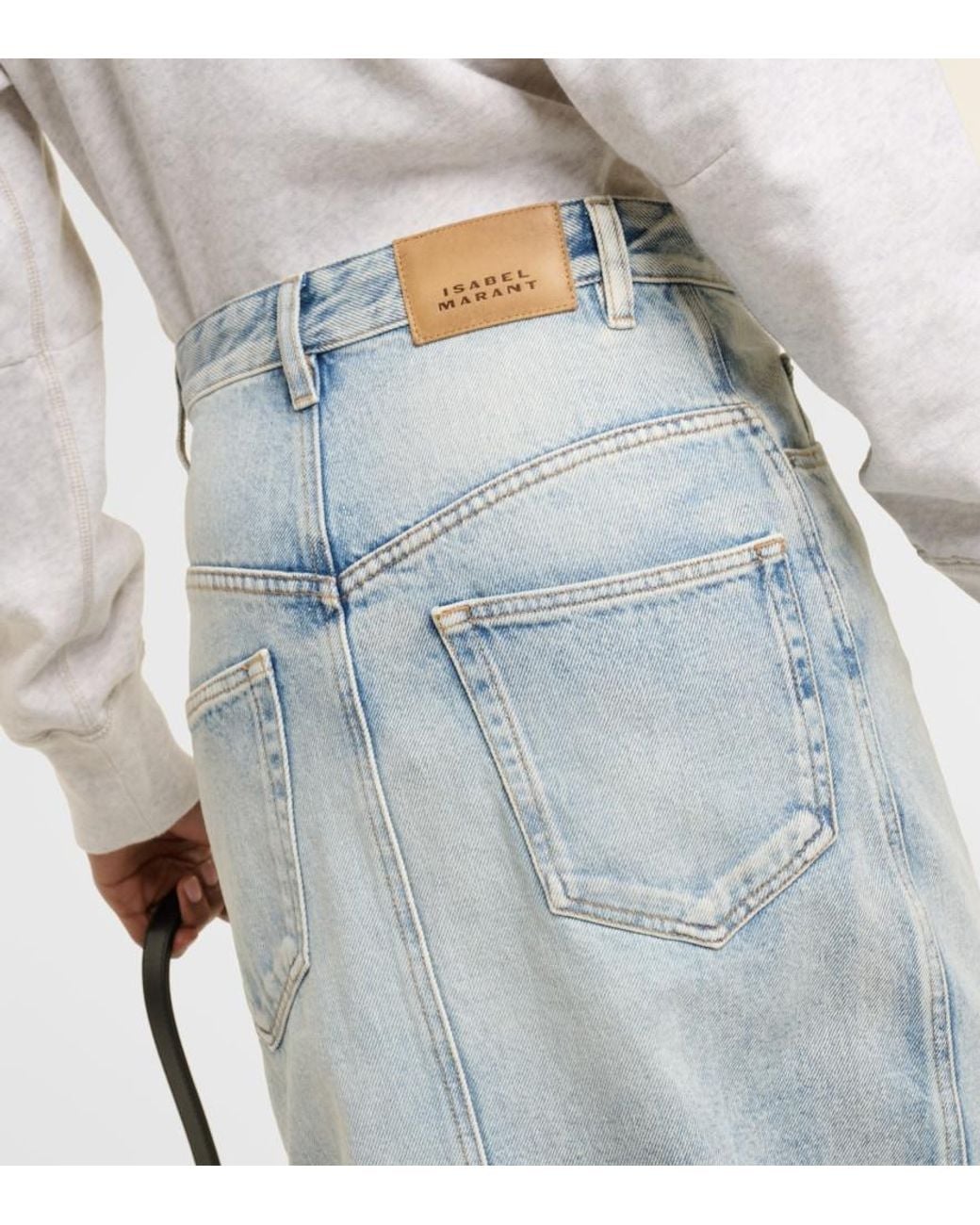 Isabel Marant Gray Vandy Denim Midi Skirt