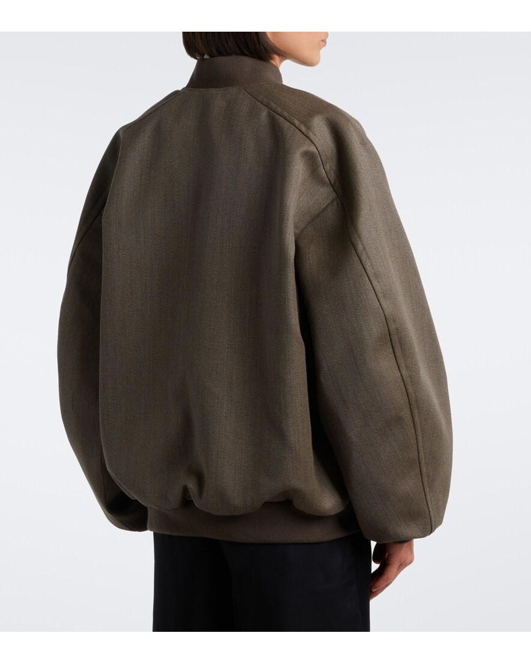 Frankie Shop Brown Elinor Oversized Wool Bomber Jacket