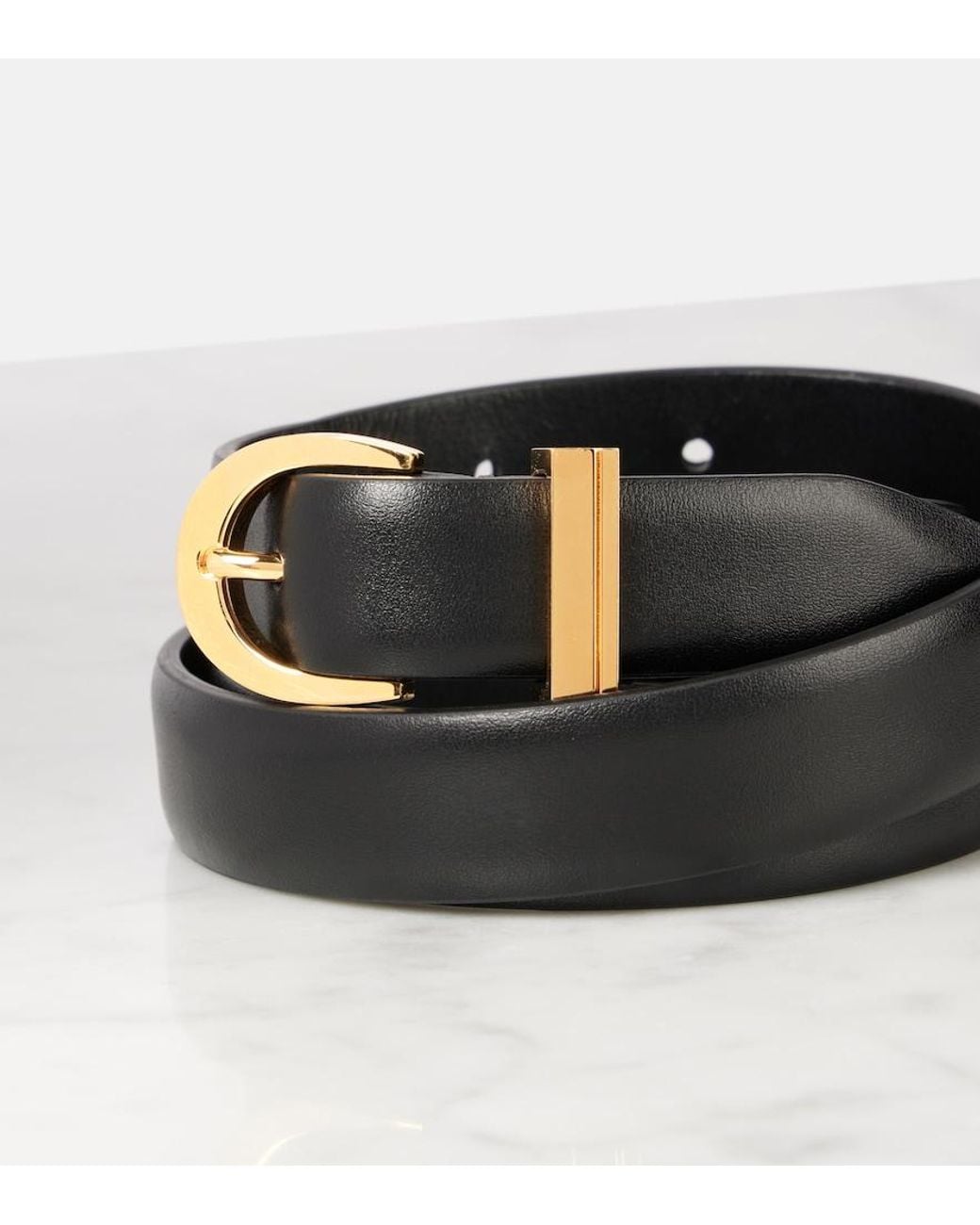 Khaite Black Luna Leather Belt