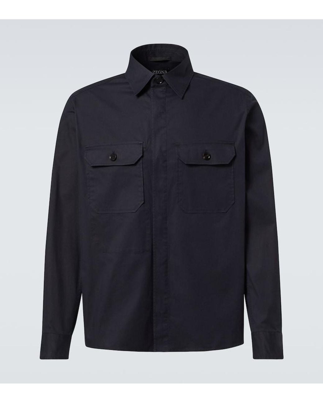 Zegna Blue Cotton-Blend Shirt for men