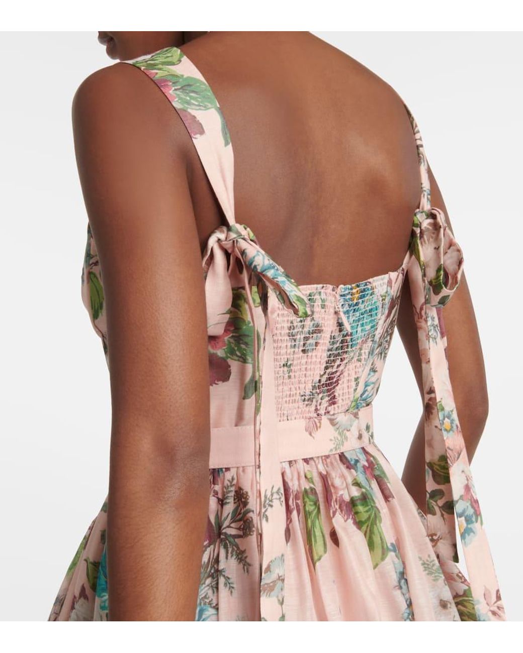 Zimmermann Matchmaker Linen And Silk Midi Dress in Pink | Lyst Zimmermann Matchmaker Linen And Silk Midi Dress in Pink | Lyst