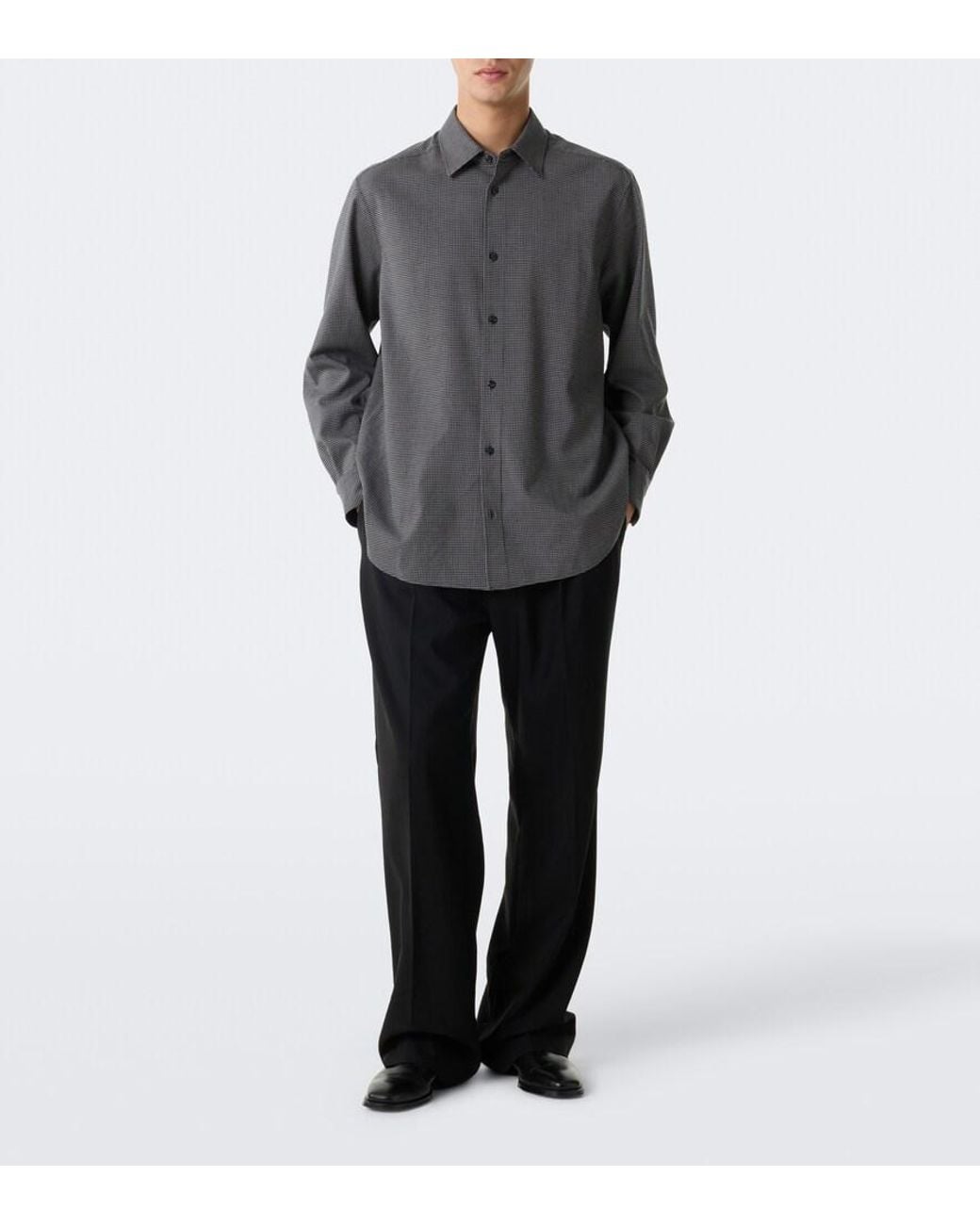 The Row Gray Victor Checked Virgin Wool Shirt for men