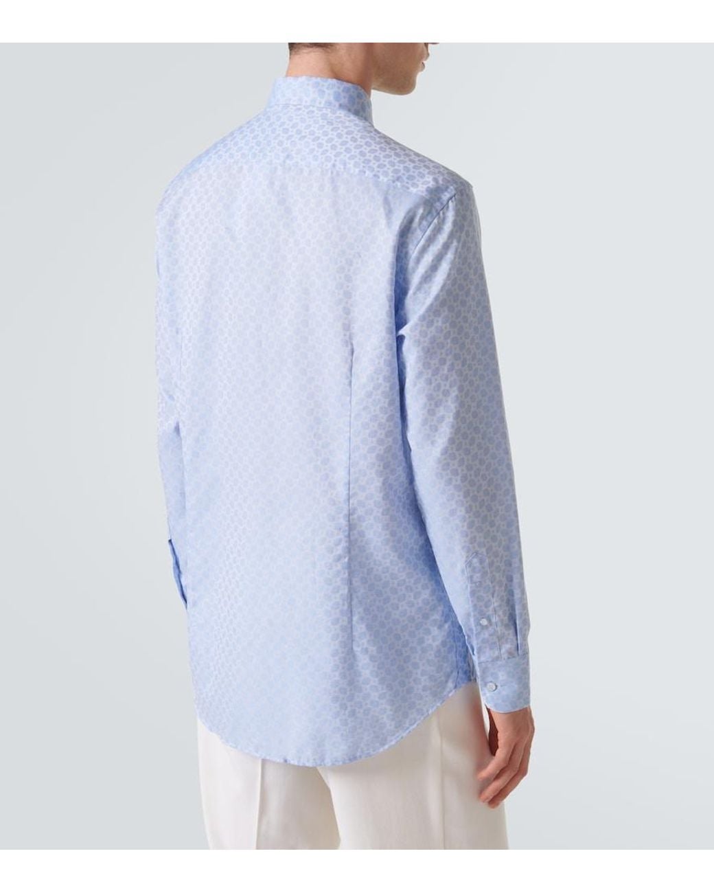 Etro Blue Printed Cotton Shirt for men
