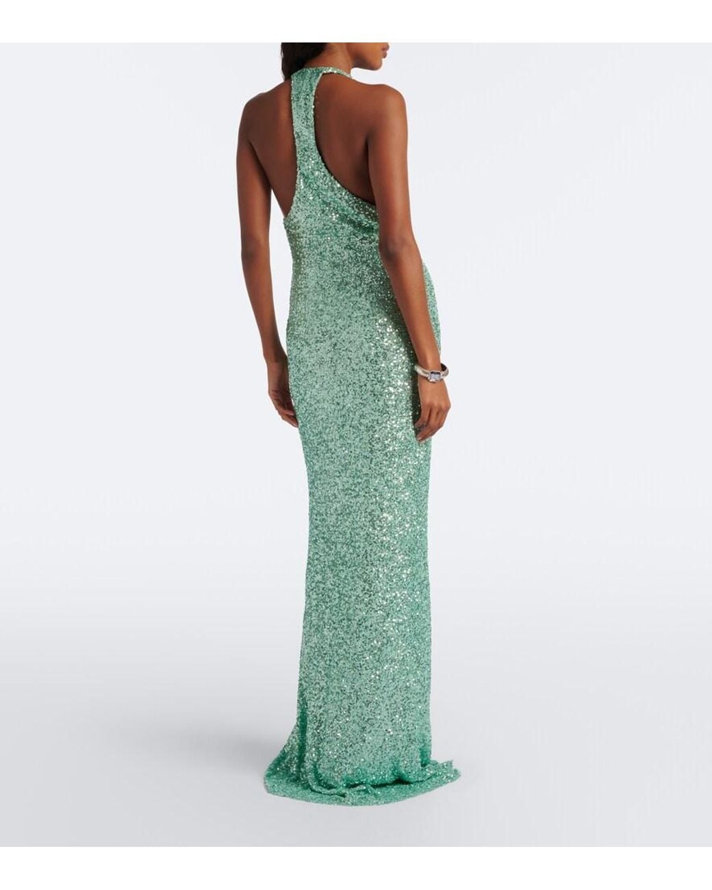 The Sei Green Sequined Halterneck Gown