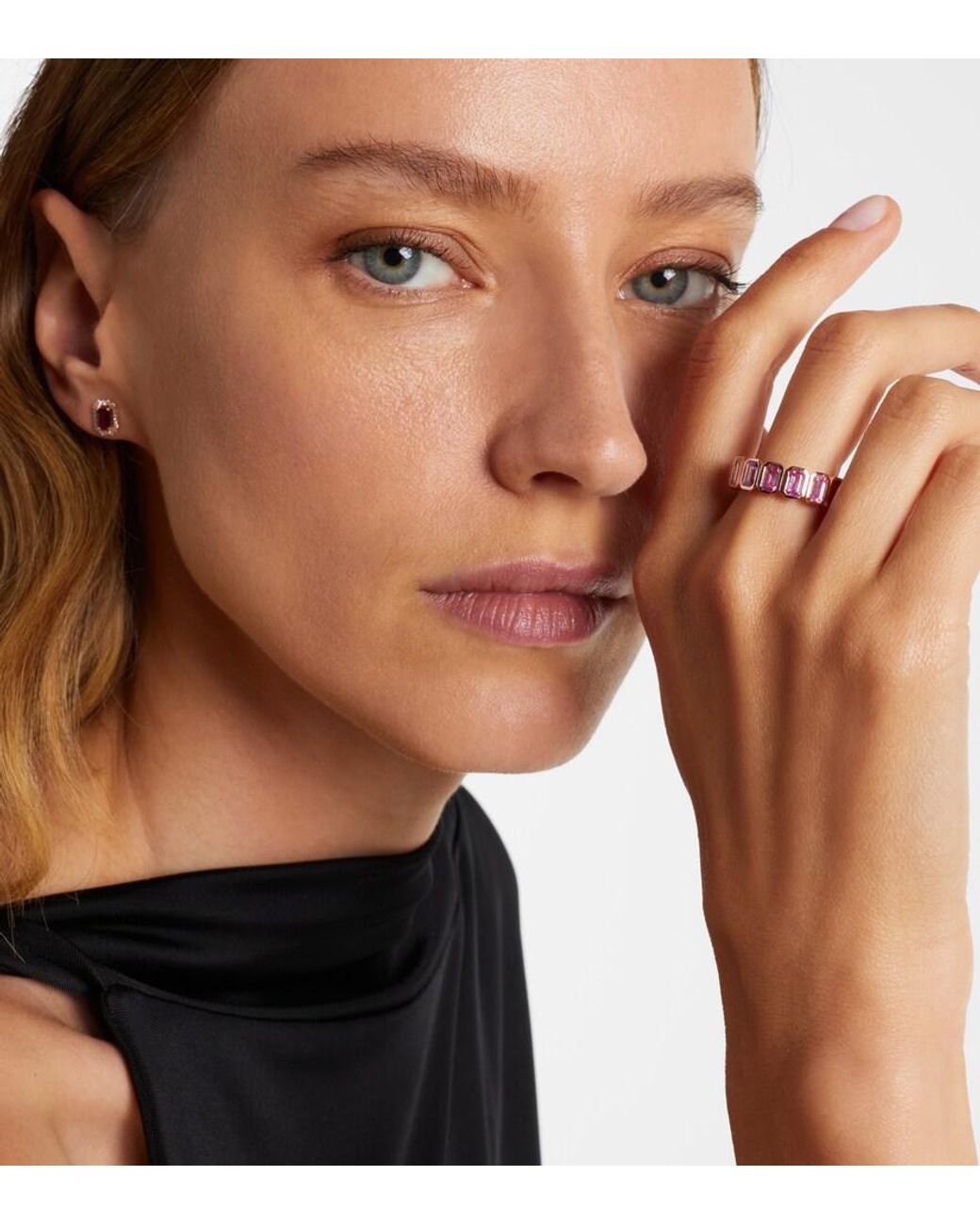 SHAY Pink 18Kt Rose Ring With Sapphires And Diamond