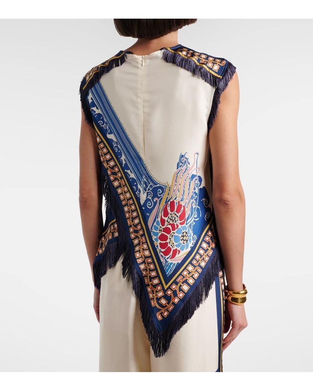 Top Imprime En Satin De Soie LaDoubleJ en coloris Blue