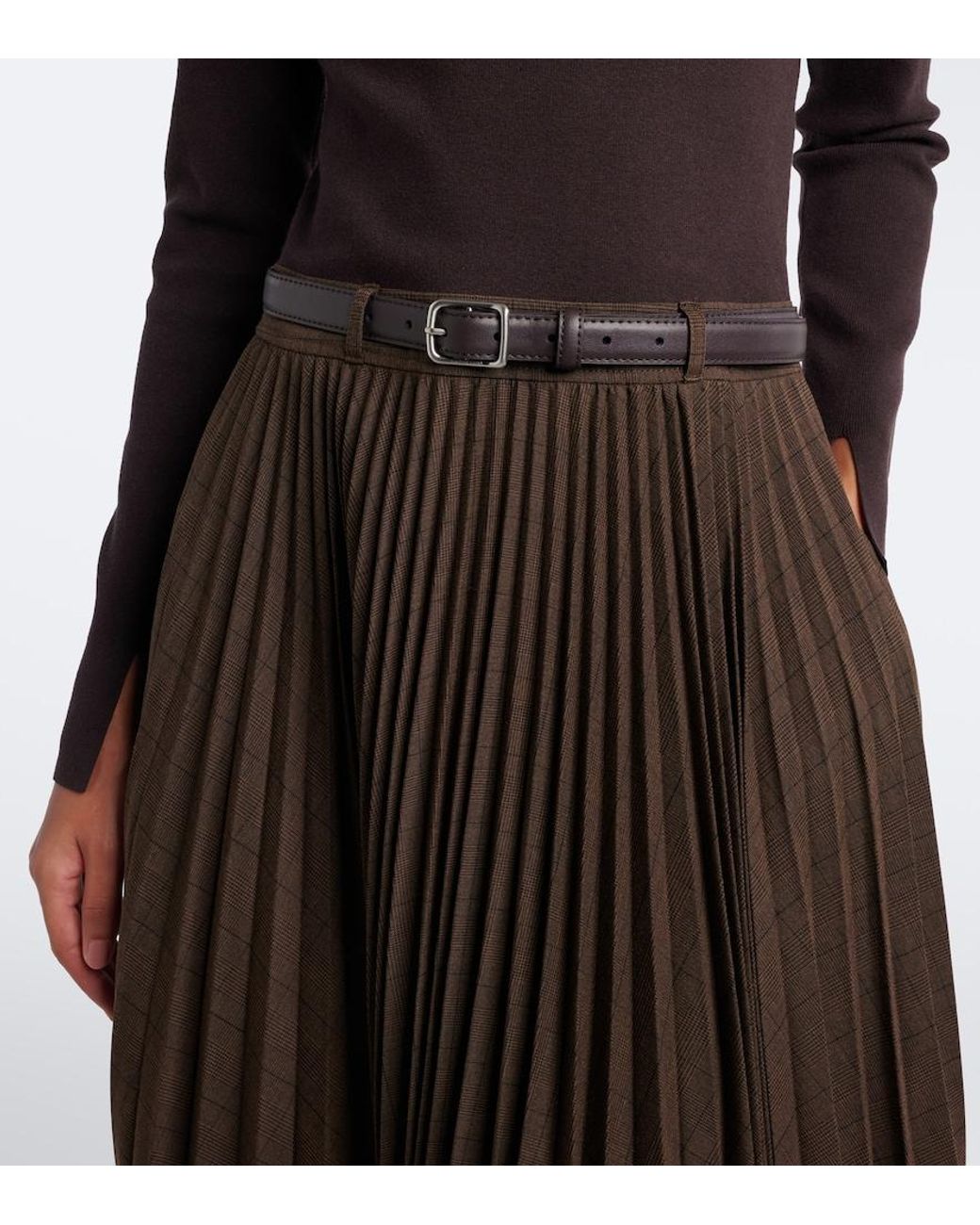 Jonathan Simkhai Black Abilene Checked Ribbed-Knit Pleated Midi Dress