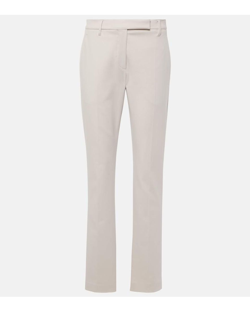 Brunello Cucinelli White Cotton-Blend Slim Pants