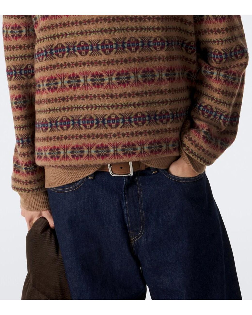 Polo Ralph Lauren Brown Fair Isle Wool Half-Zip Sweater for men