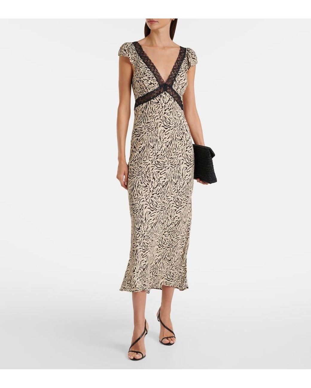 Rixo Black Iggy Embroidered Midi Dress