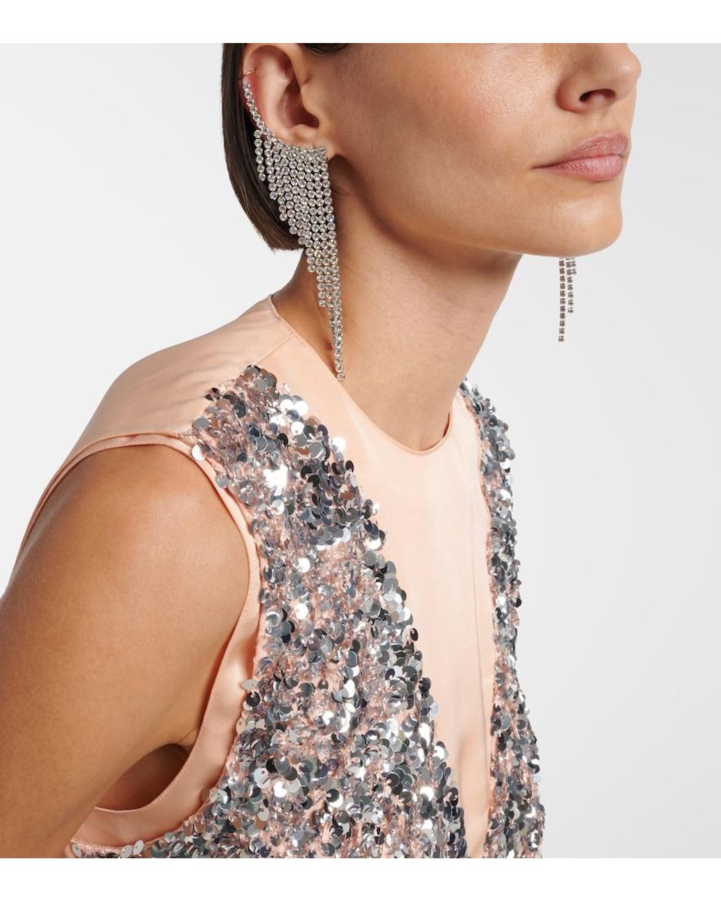 Rabanne White Embellished Drop Earrings