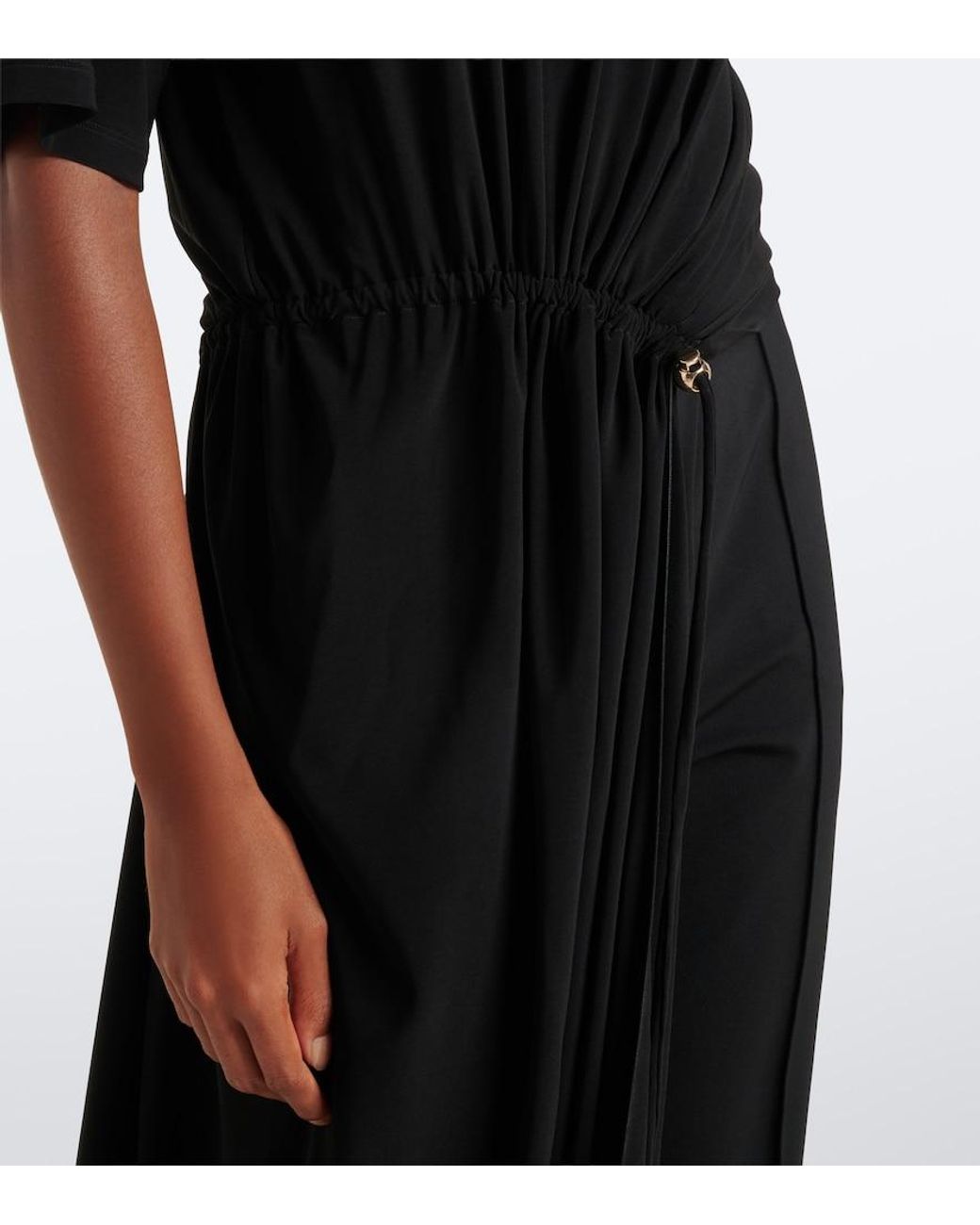 Sportmax Black Asymmetric Draped Jersey Top