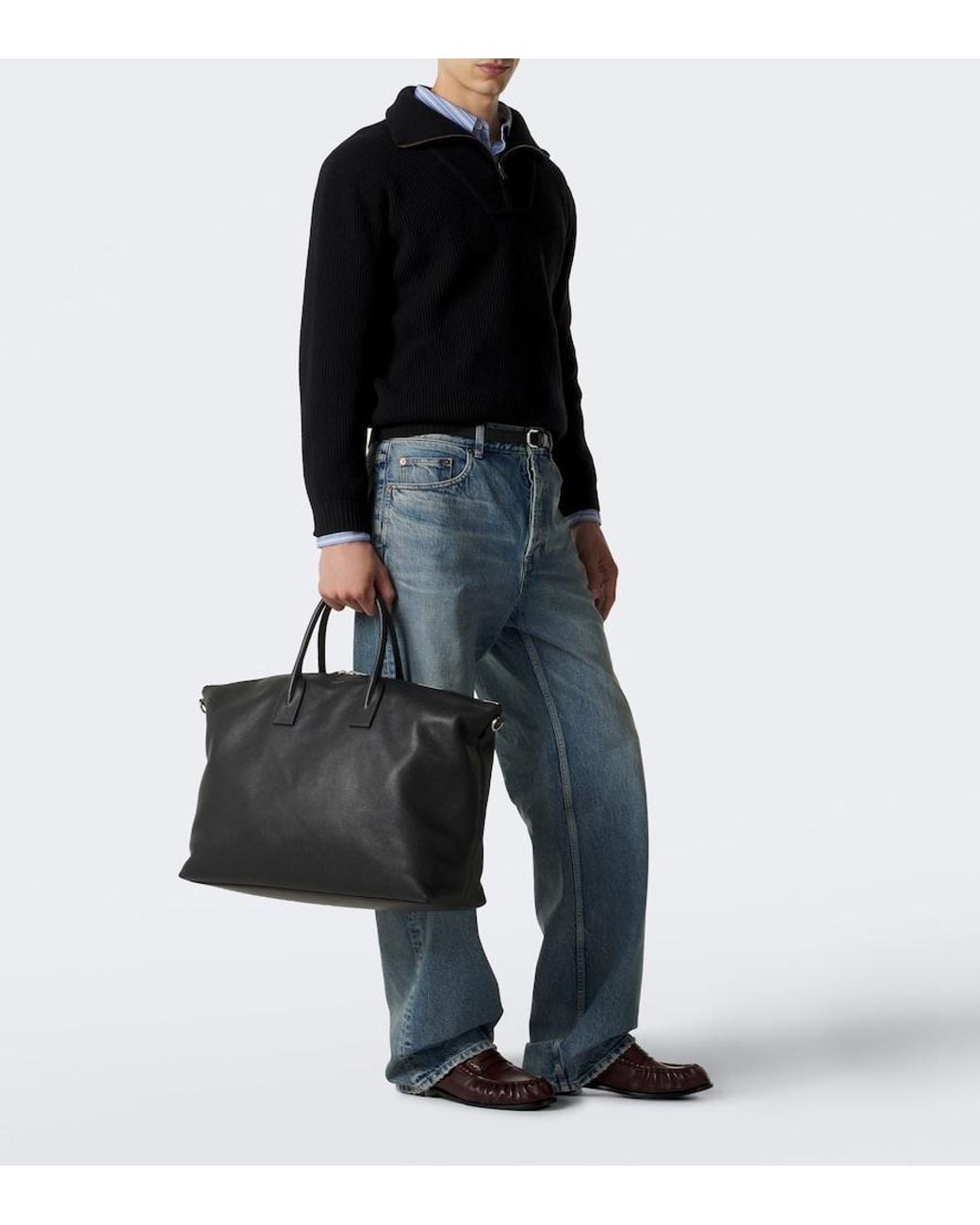 Saint Laurent Black Leather Duffel Bag for men
