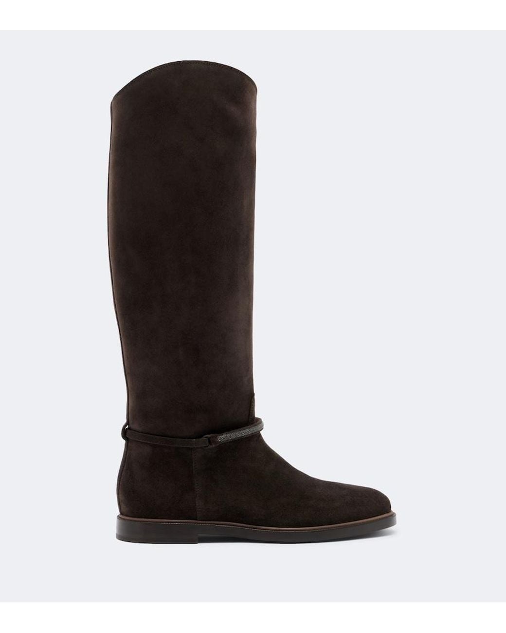 Brunello Cucinelli Brown Monili Suede Knee-High Boots