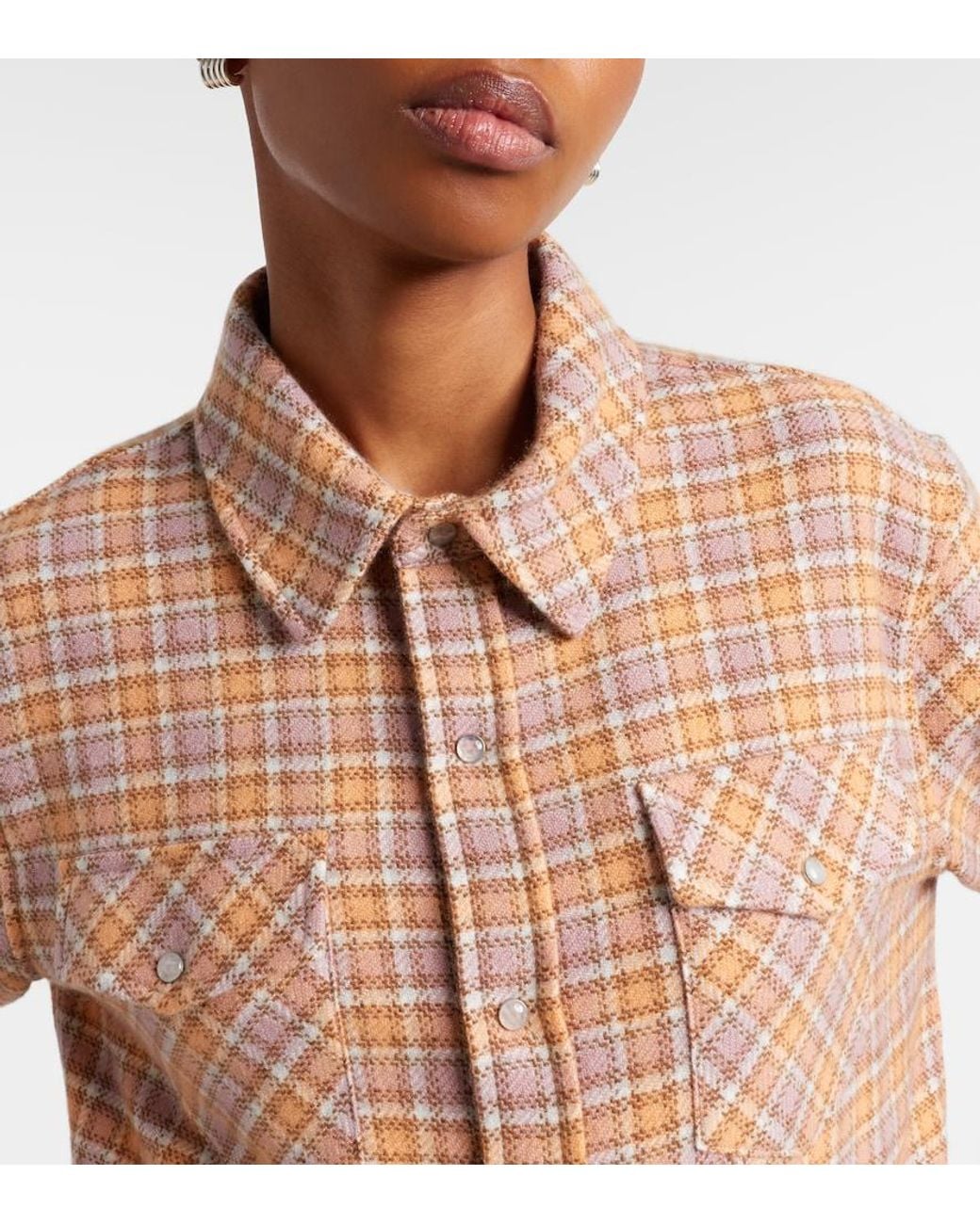 God's True Cashmere Pink Midnight Rose Plaid Cashmere Shirt