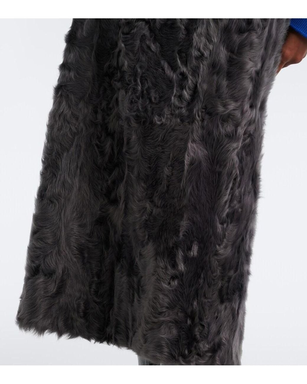 Yves Salomon Black Shearling Midi Skirt
