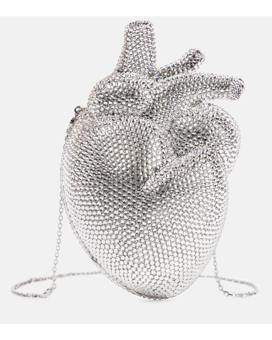 Gucci Crystal-embellished Heart Clutch in White | Lyst
