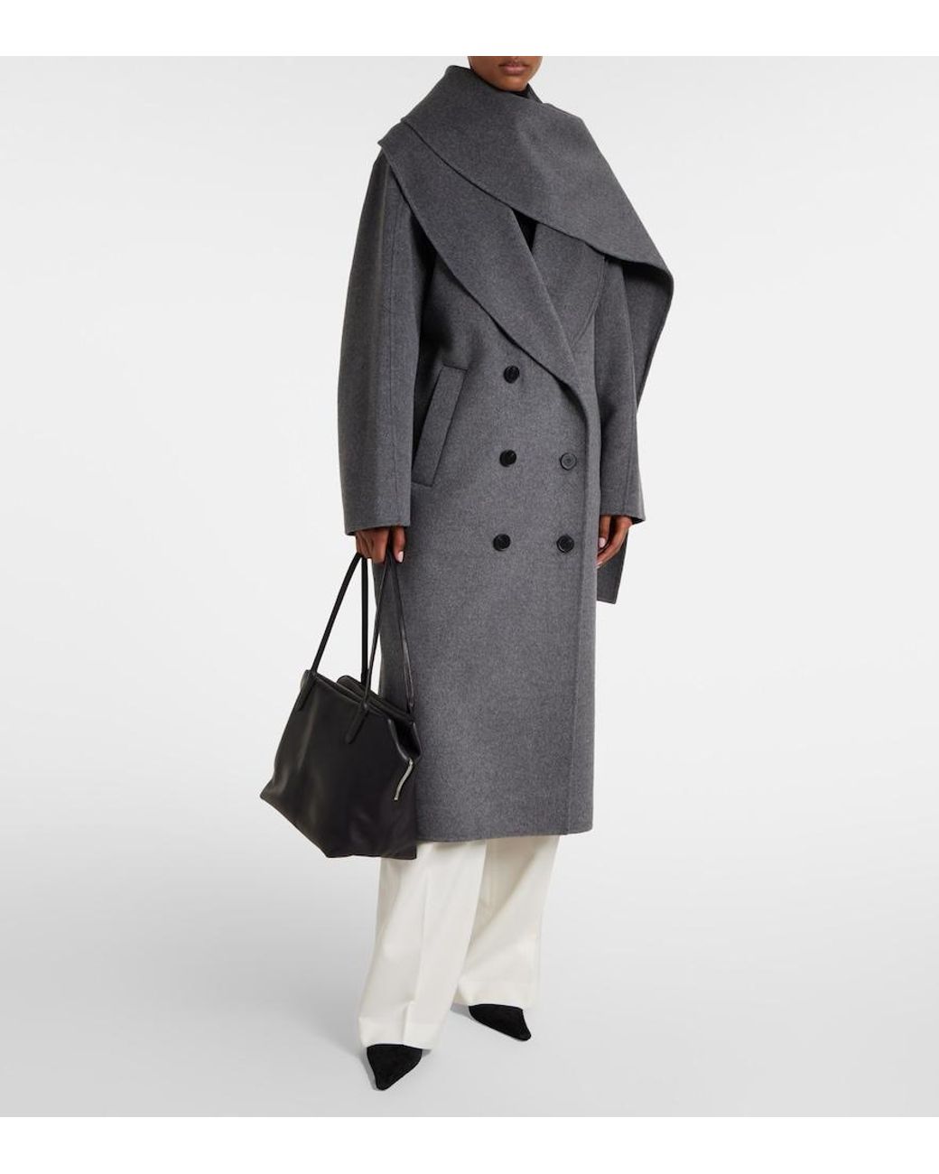 Rohe Gray Scarf-Detail Wool And Cashmere Coat