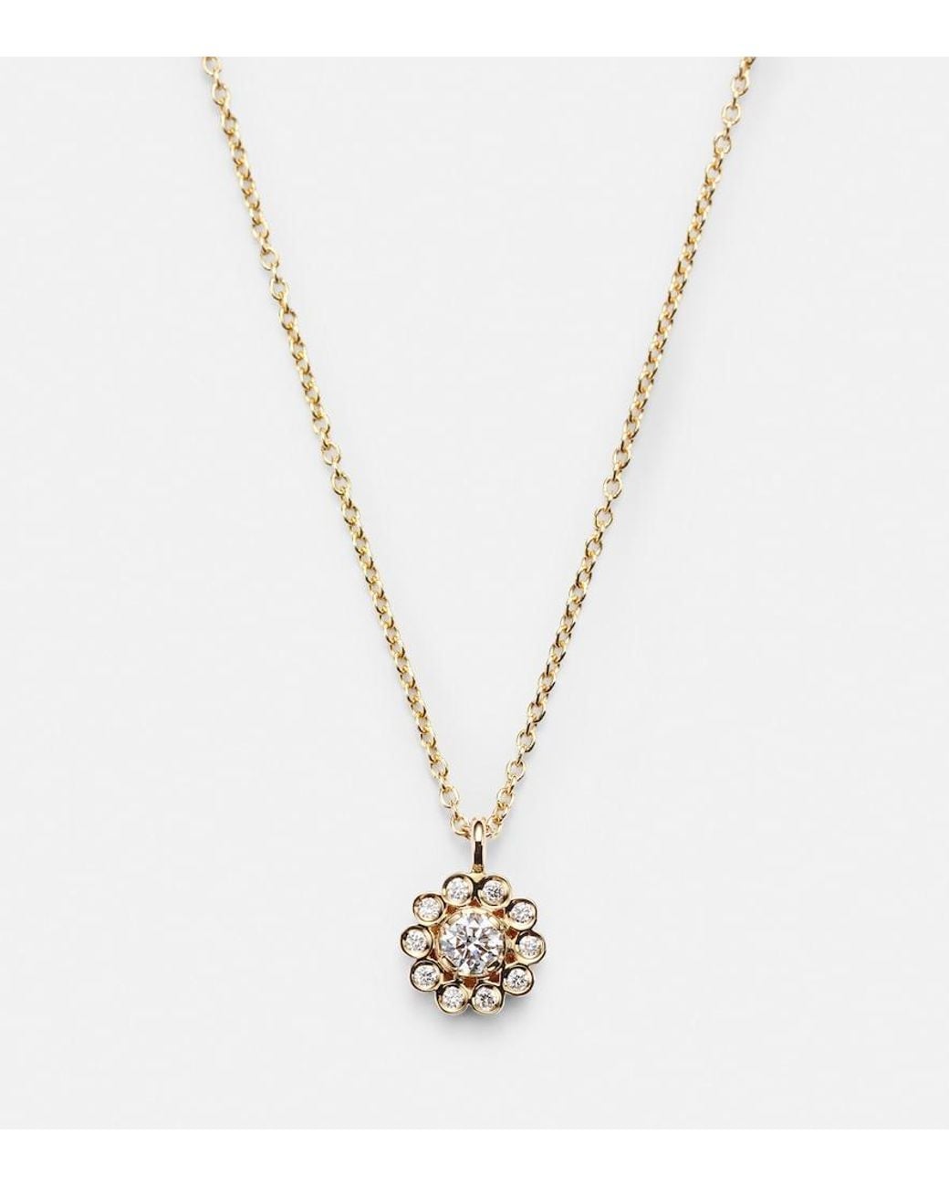 Sophie Bille Brahe White Soleil Simple 18Kt Necklace With Diamonds