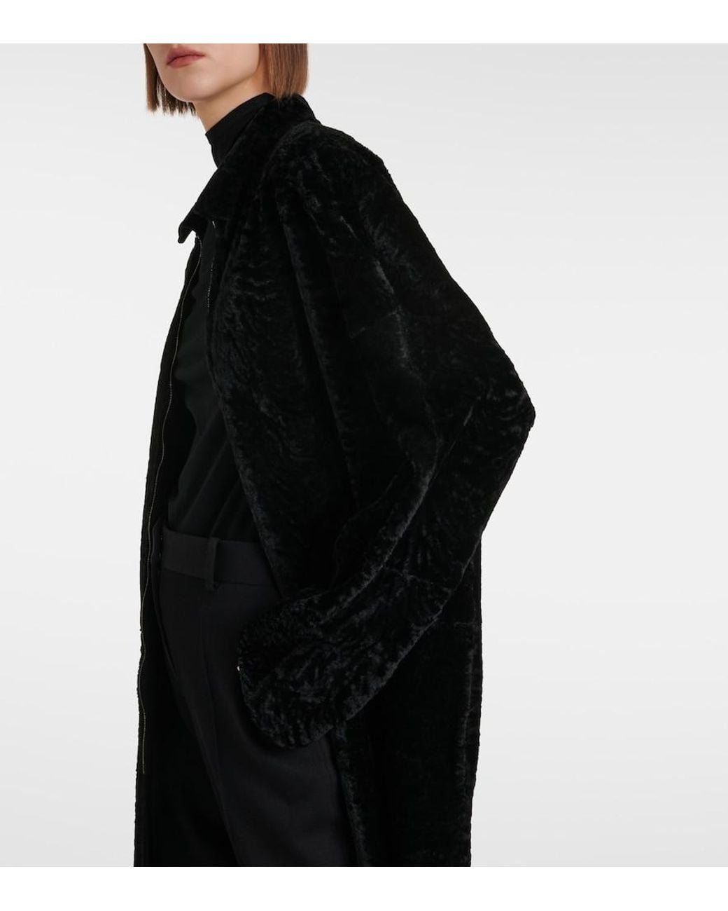 The Row Black Sheeran Shearling Coat