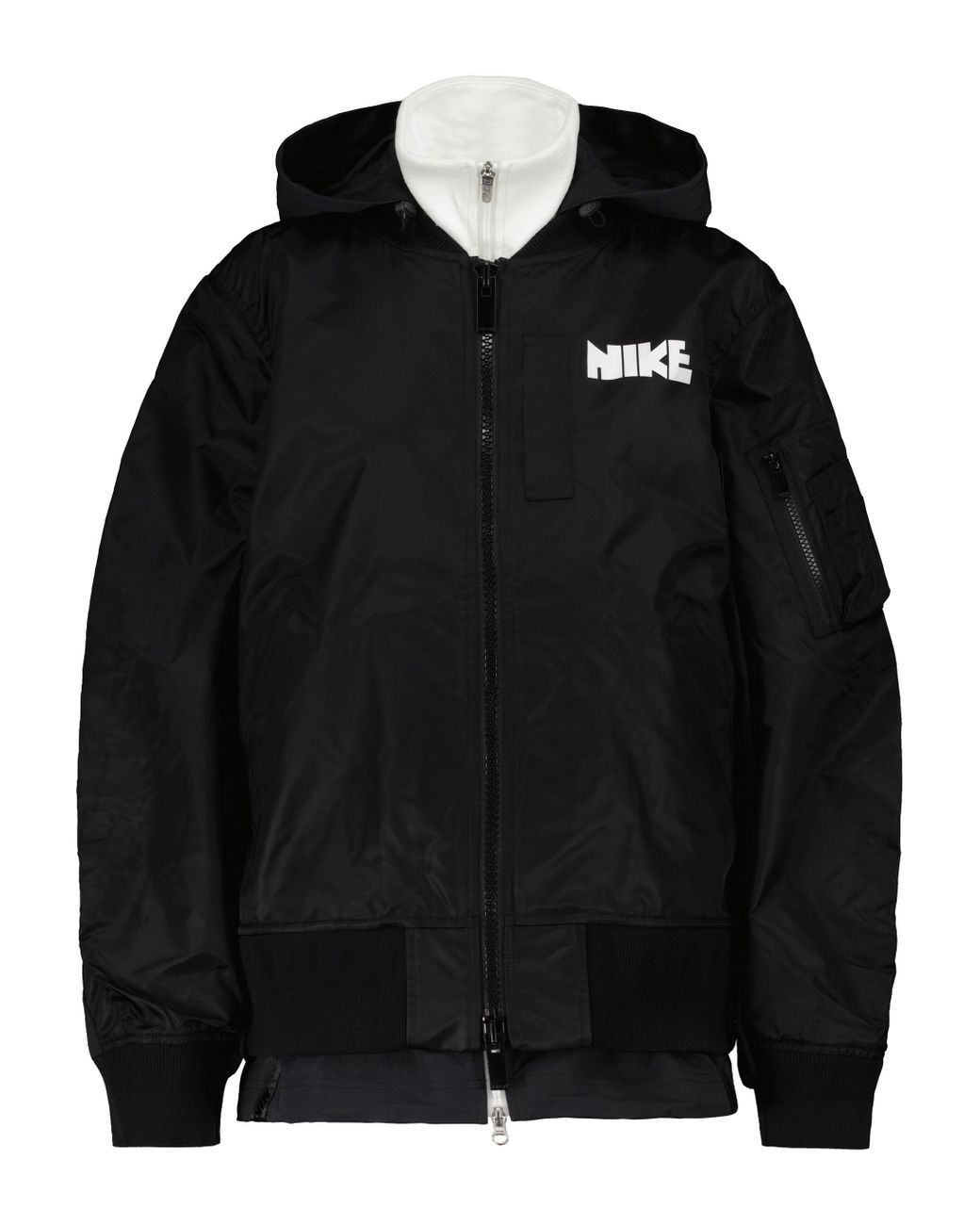 Nike X Sacai Layered Bomber Jacket in Black | Lyst