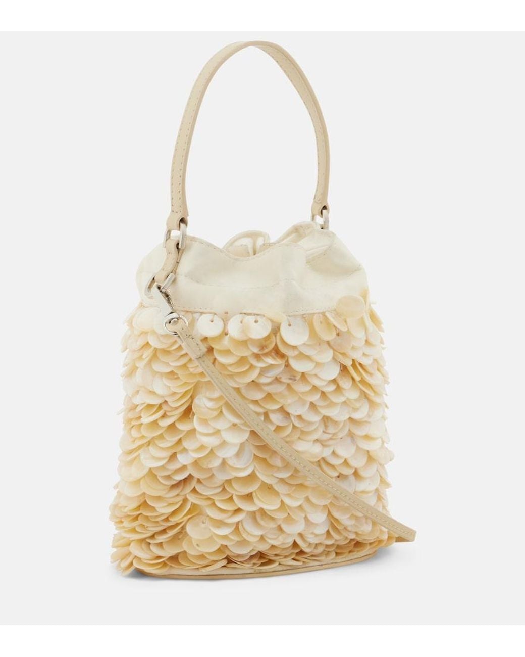 Staud Natural Lila Mini Embellished Bucket Bag
