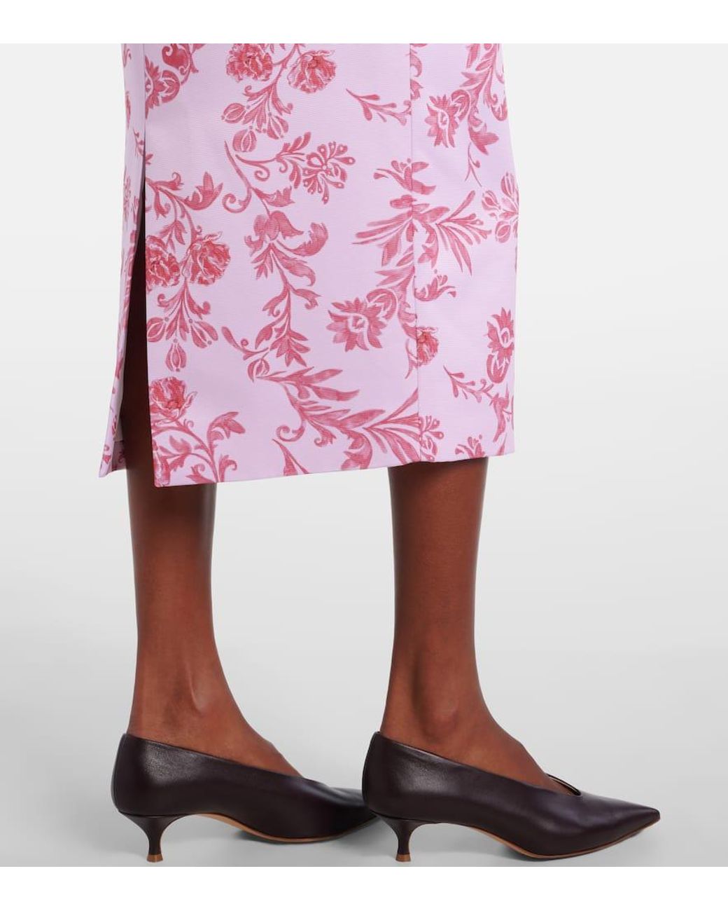 Emilia Wickstead Pink Lorelei Floral Taffeta Faille Pencil Skirt