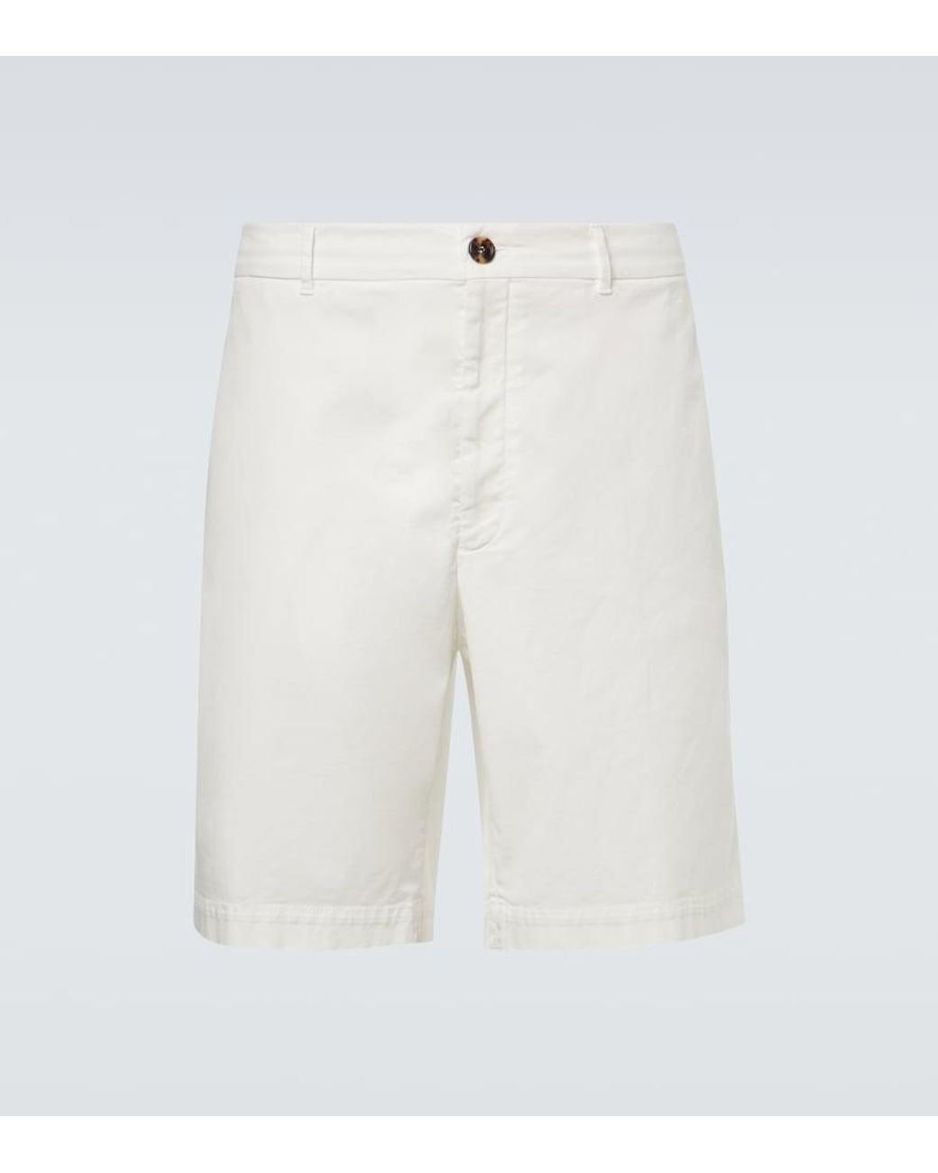Brunello Cucinelli White Cotton-Blend Bermuda Shorts for men