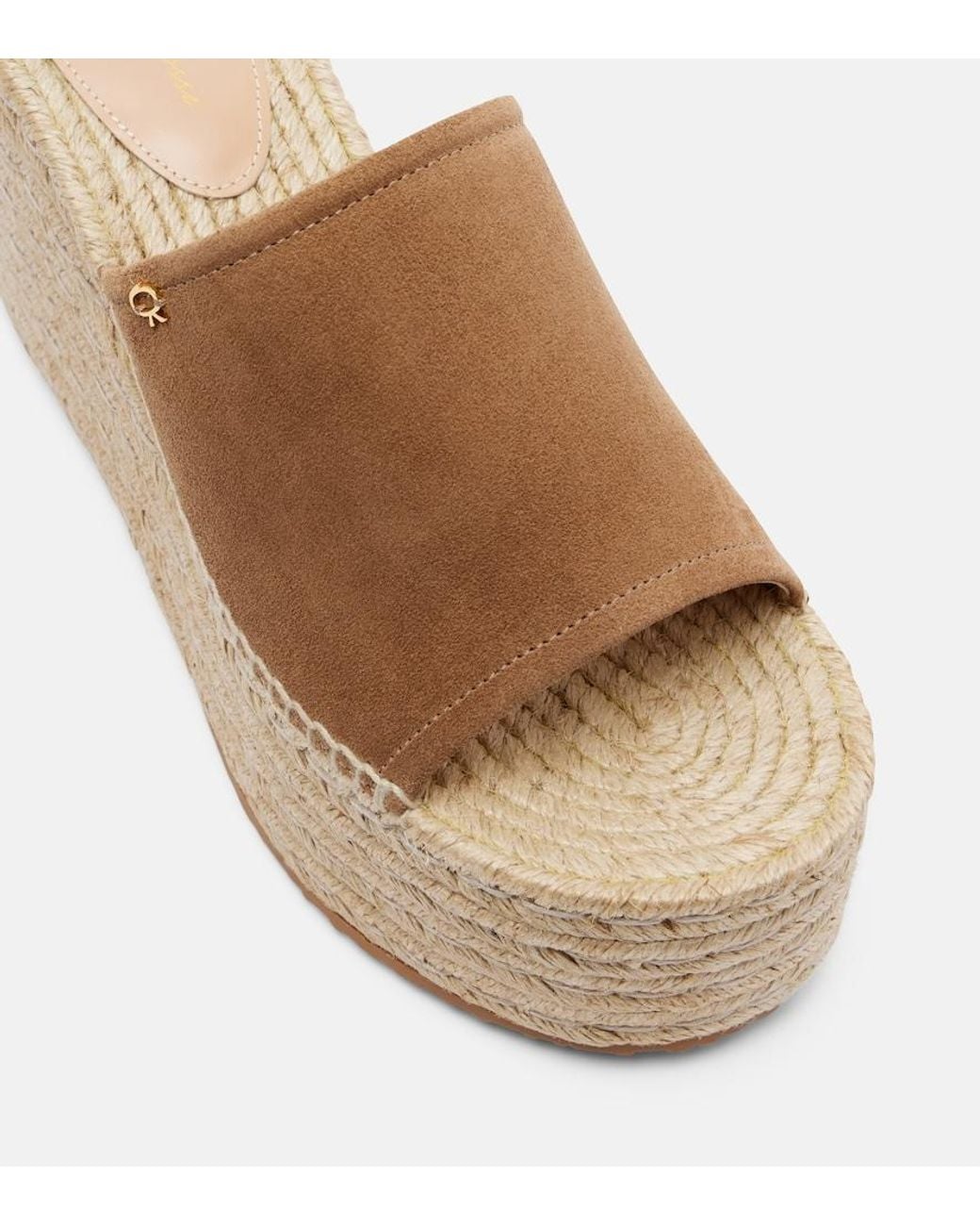 Gianvito Rossi Brown Suede Espadrille Wedges